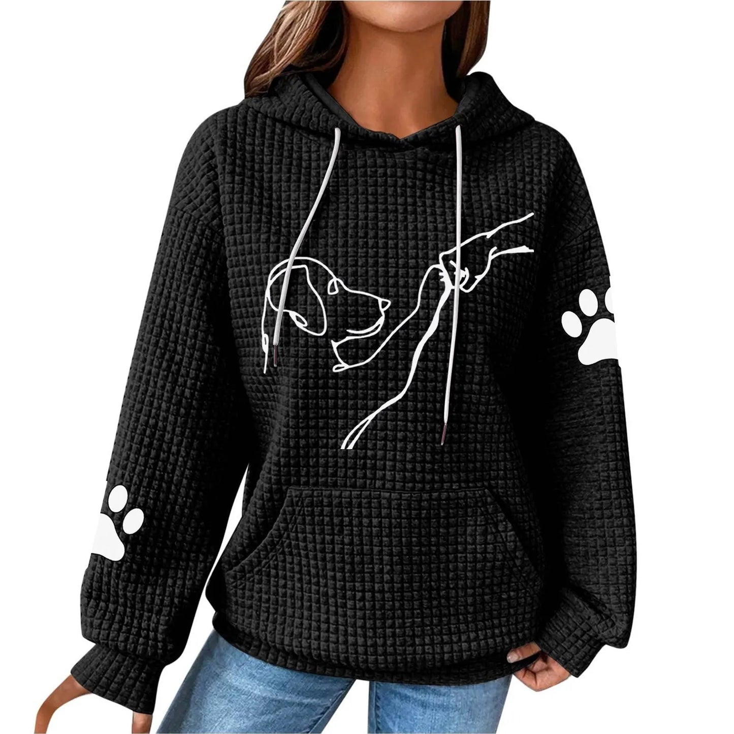 Warme Oversized Zachte Dames Hoodie met Hond Print