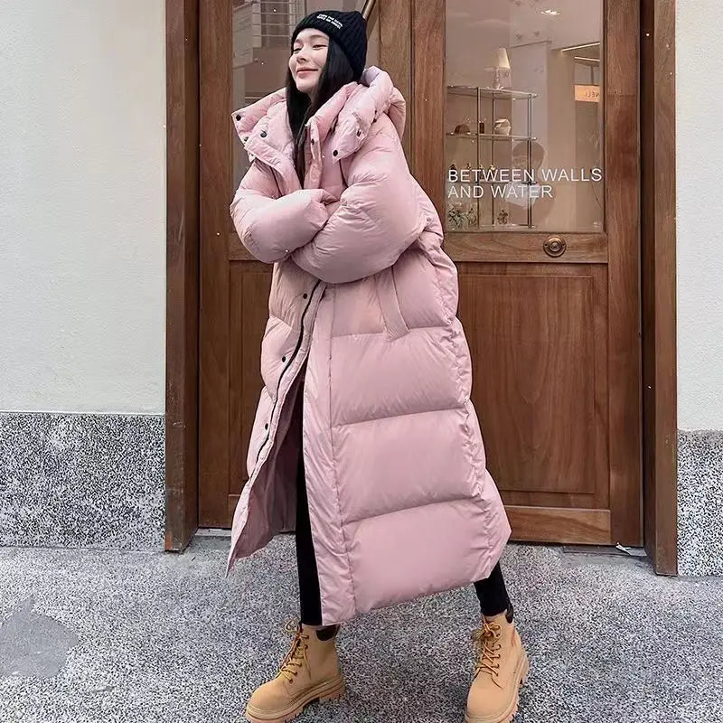 Warme Lange Oversized Dames Puffer Jas met Capuchon