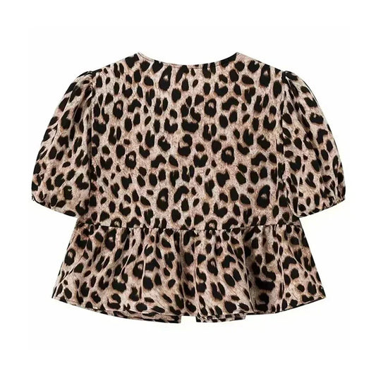 Carisha | Speelse Blouse met Striksluiting en Pofmouwen