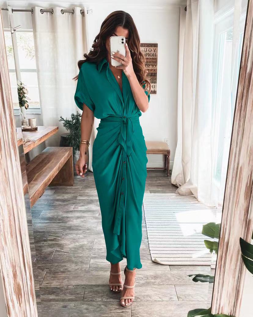 Sjaan | Strakke Knopen Midi Jurk