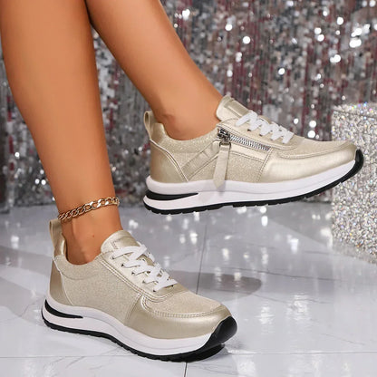 Dames Glitterende Orthopedische Sneakers Met Comfortabele Zool