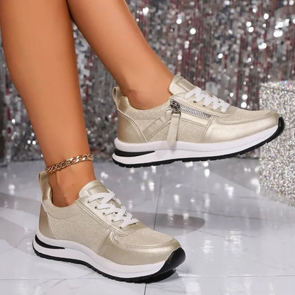 Dames Glitterende Orthopedische Sneakers Met Comfortabele Zool