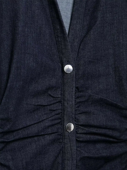 Mallou | Denim Midi Jurk met Knoopsluiting
