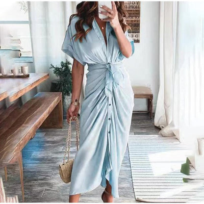Sjaan | Strakke Knopen Midi Jurk