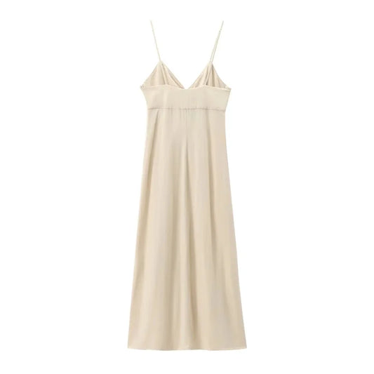Ceanna | Elegante Midi Jurk met Strikbandjes en Ruches