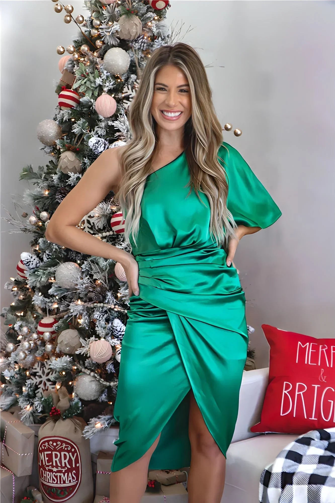 Brendy | Elegante One-Shoulder Satijnjurk