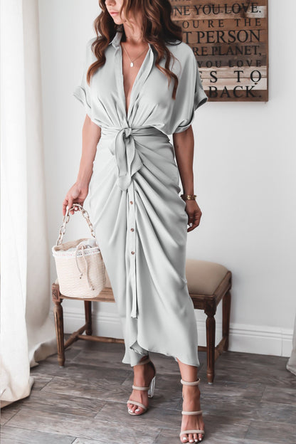 Sjaan | Strakke Knopen Midi Jurk