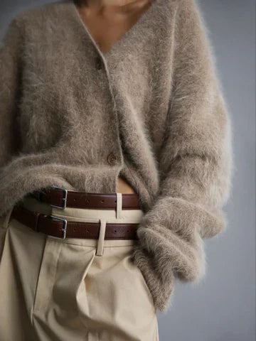 Zachte Oversized Fluffy Dames Cardigan met Knopen