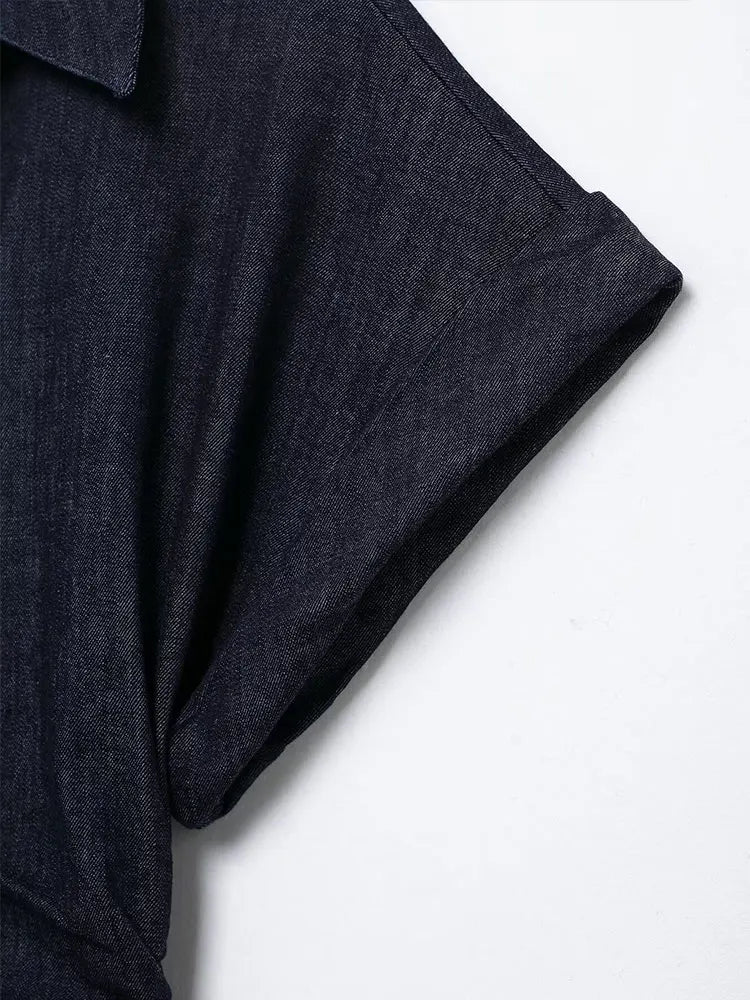Mallou | Denim Midi Jurk met Knoopsluiting
