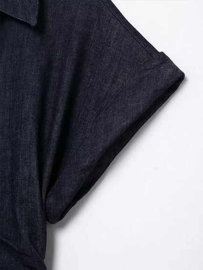 Mallou | Denim Midi Jurk met Knoopsluiting