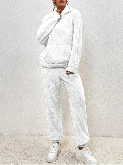Comfortabele Zachte Teddy Jas Dames Loungewear Set met Hoodie
