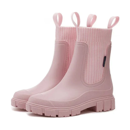 regenlaarzen instapmodel zonder veters of ritsen in roze