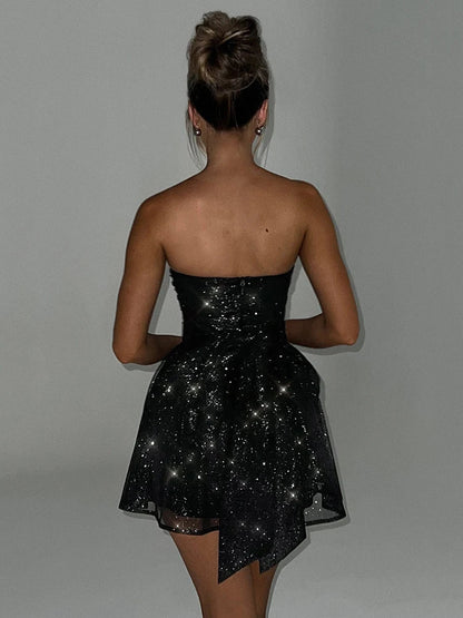 Dahlia | Strapless Glitter Mini-Jurk