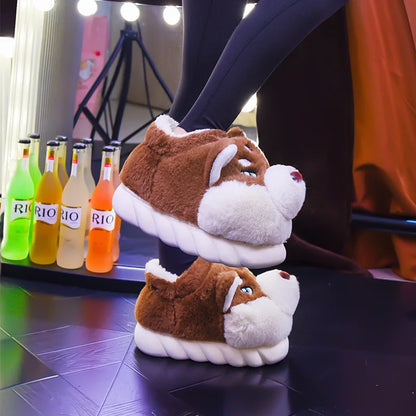 Warme Zachte Dames Pantoffels – Schattige Husky Sloffen voor Thuis