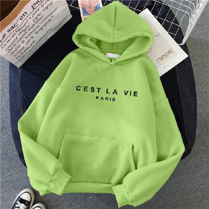 Oversized Trendy Dames Hoodie met Print en Buikzak