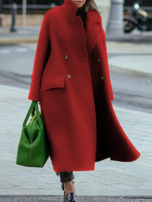 Chique Elegante Dames Mantel Winter Jas met Dubbele Knopen