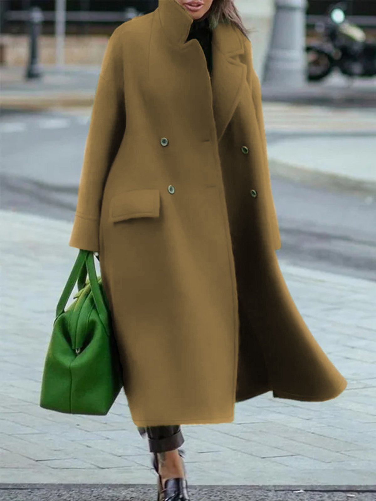 Chique Elegante Dames Mantel Winter Jas met Dubbele Knopen