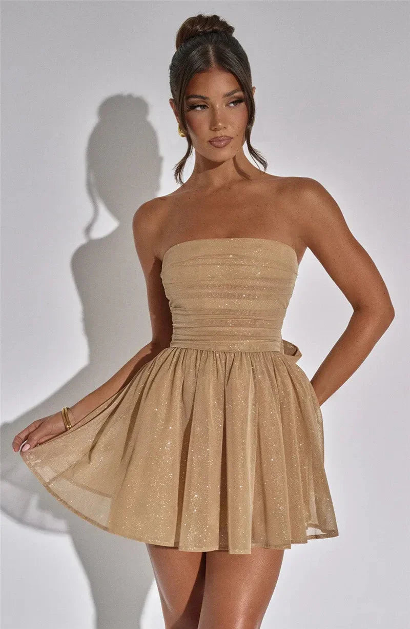 Dahlia | Strapless Glitter Mini-Jurk