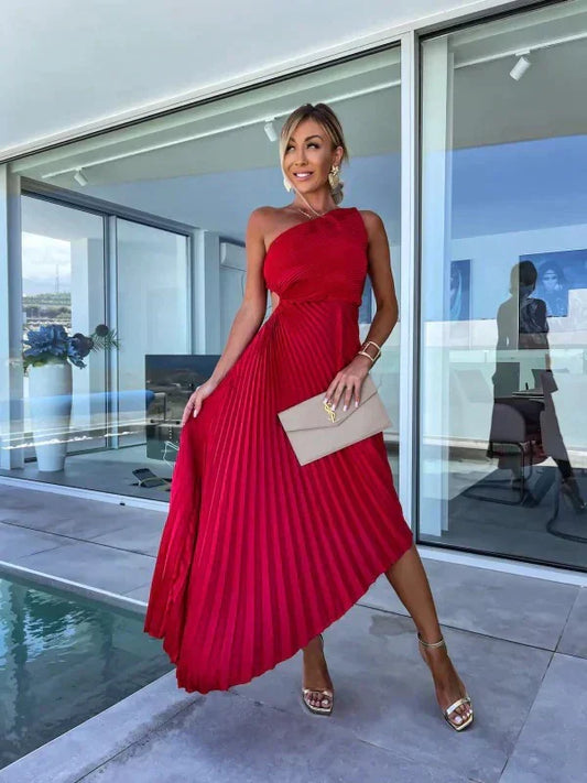 Belda | Elegante Asymmetrische Plissé Jurk
