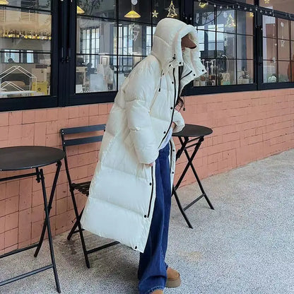 Warme Lange Oversized Dames Puffer Jas met Capuchon