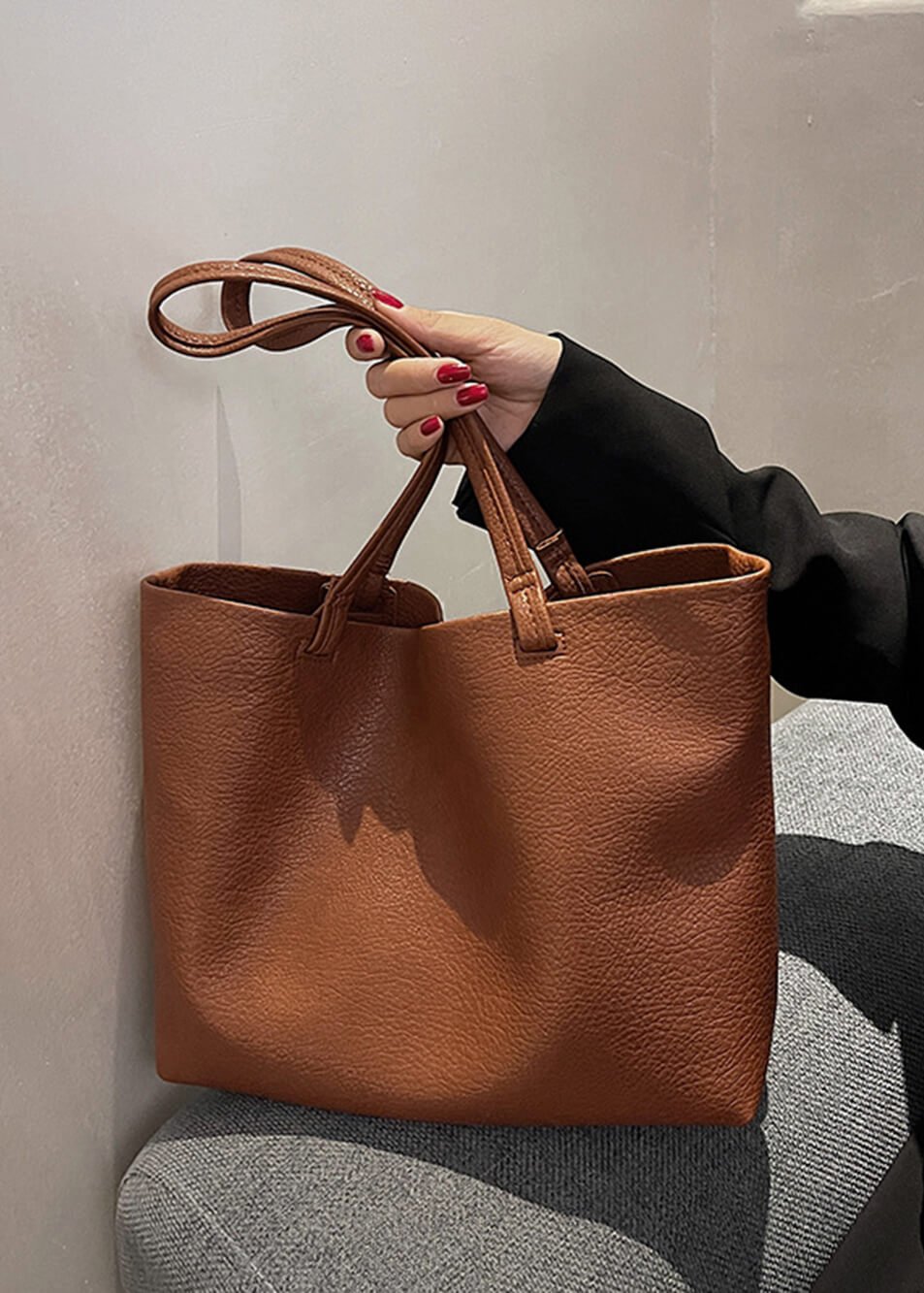 Trendy Ruime Dames Schoudertas met Zacht Leer