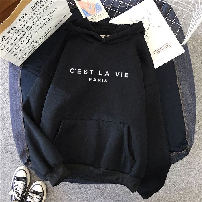 Oversized Trendy Dames Hoodie met Print en Buikzak