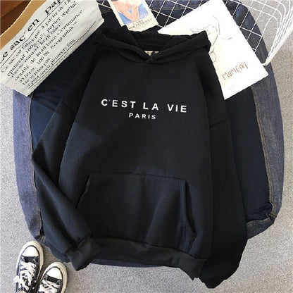 Oversized Trendy Dames Hoodie met Print en Buikzak