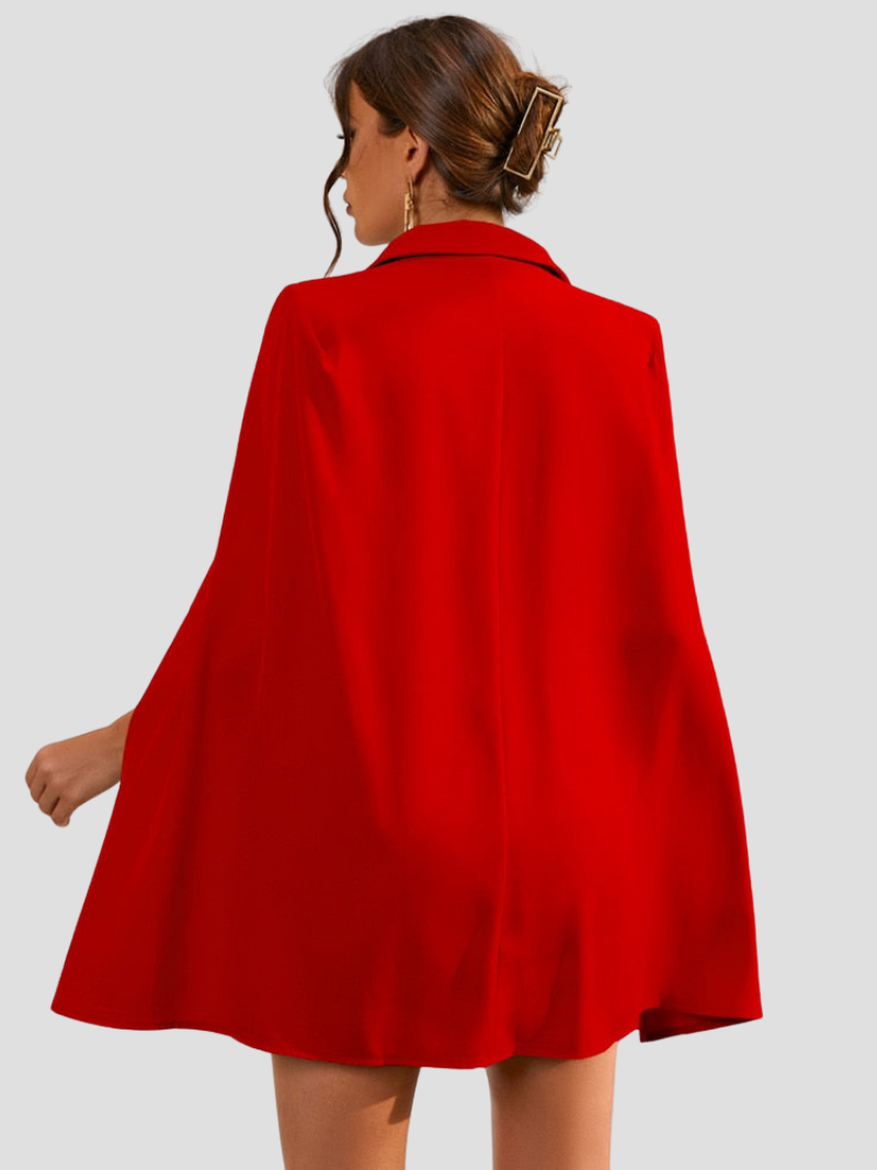 Daly| Cape Blazer Dress with Gold-Colored Buttons