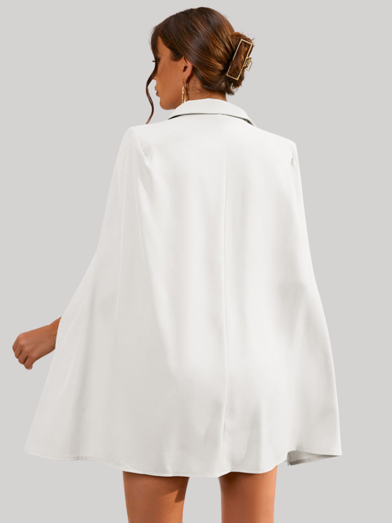 Daly| Cape Blazer Dress with Gold-Colored Buttons