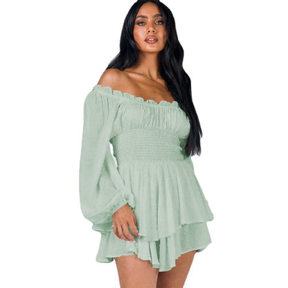 Deni | Off-Shoulder Ruchesjurk met Boho Flare
