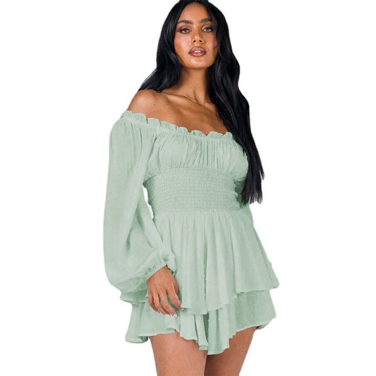 Deni | Off-Shoulder Ruchesjurk met Boho Flare
