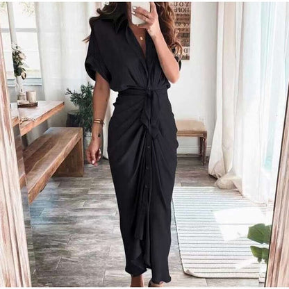 Sjaan | Strakke Knopen Midi Jurk