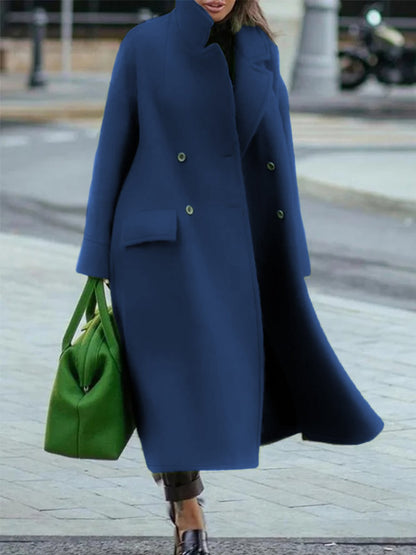 Chique Elegante Dames Mantel Winter Jas met Dubbele Knopen