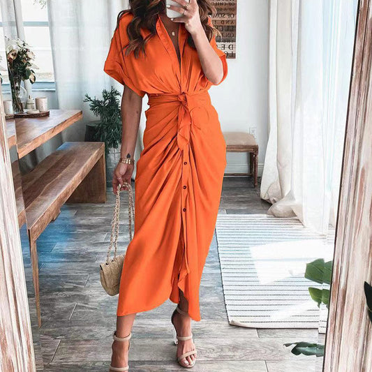 Sjaan | Strakke Knopen Midi Jurk