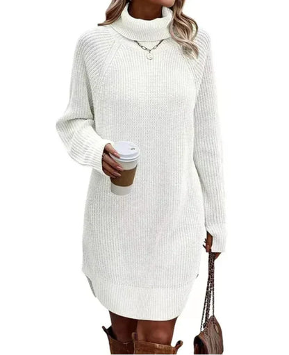 Comfortabele Gebreide Dames Sweater Jurk Met Col