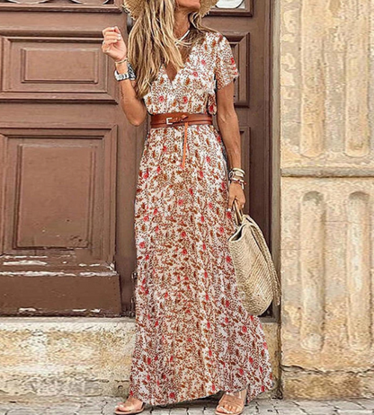 Bohemian Zomerse Dames Maxi Jurk Met Print En V Hals