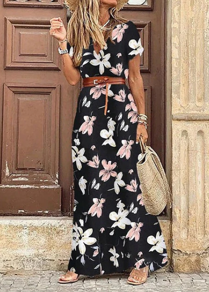 Bohemian Zomerse Dames Maxi Jurk Met Print En V Hals
