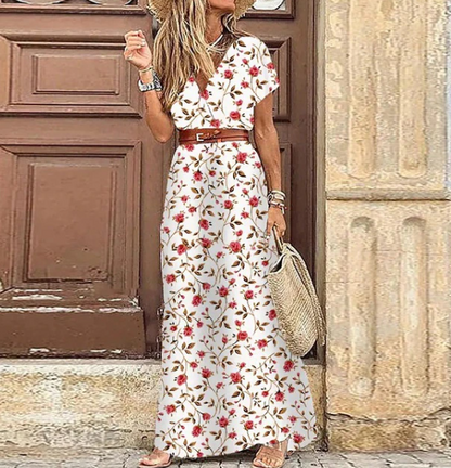 Bohemian Zomerse Dames Maxi Jurk Met Print En V Hals