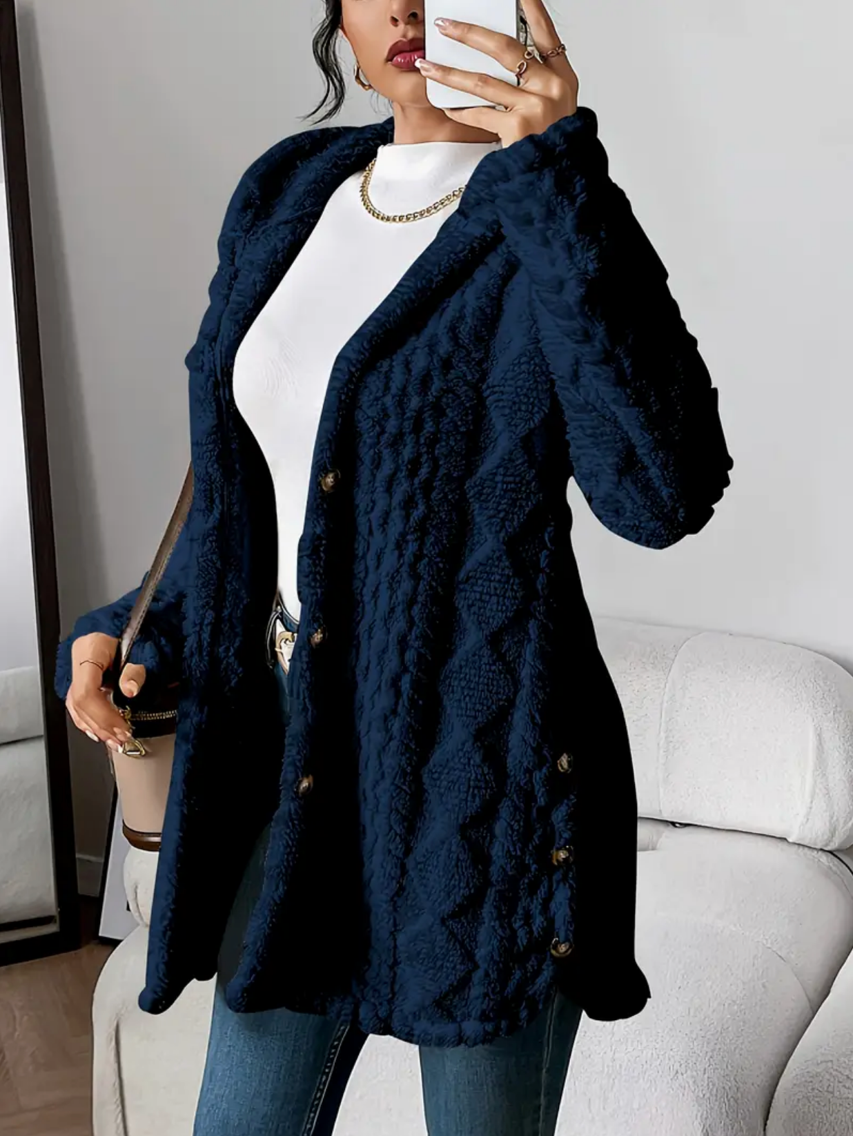 Zacht Oversized Dames Teddy Vest met Capuchon