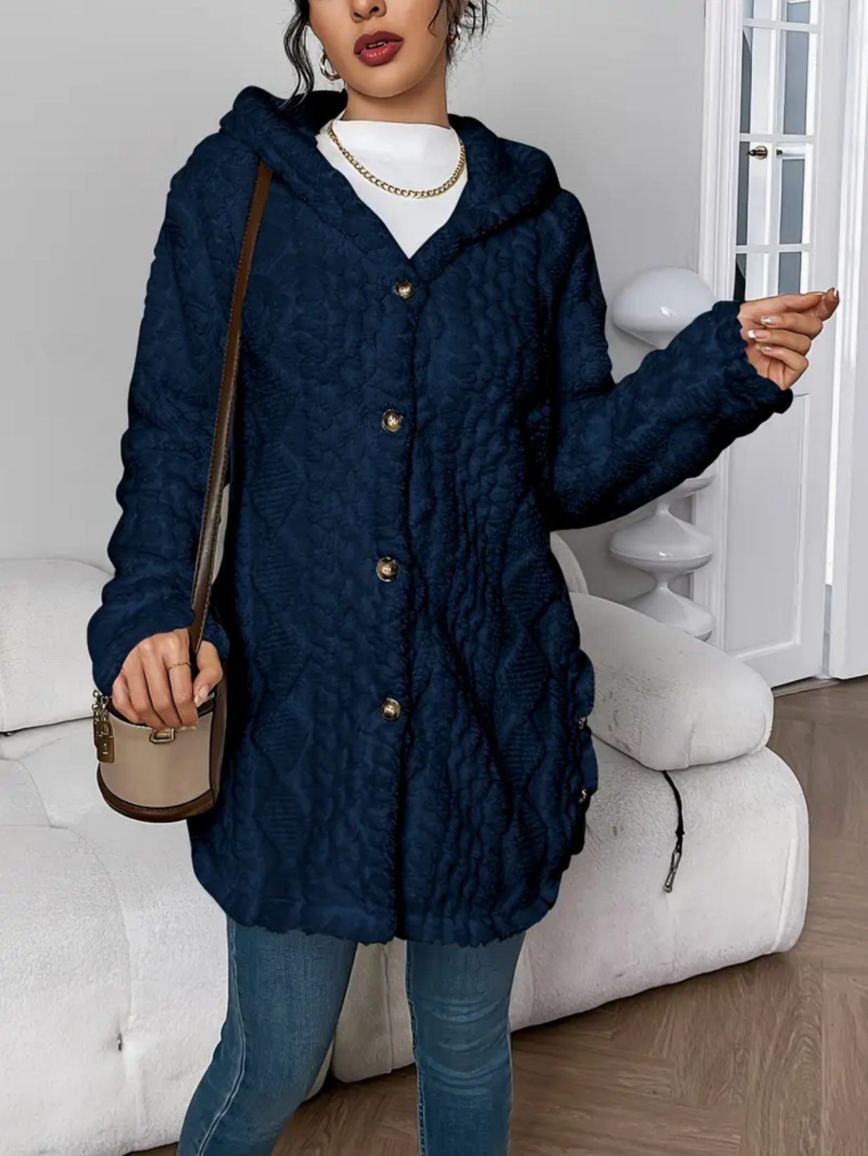 Zacht Oversized Dames Teddy Vest met Capuchon