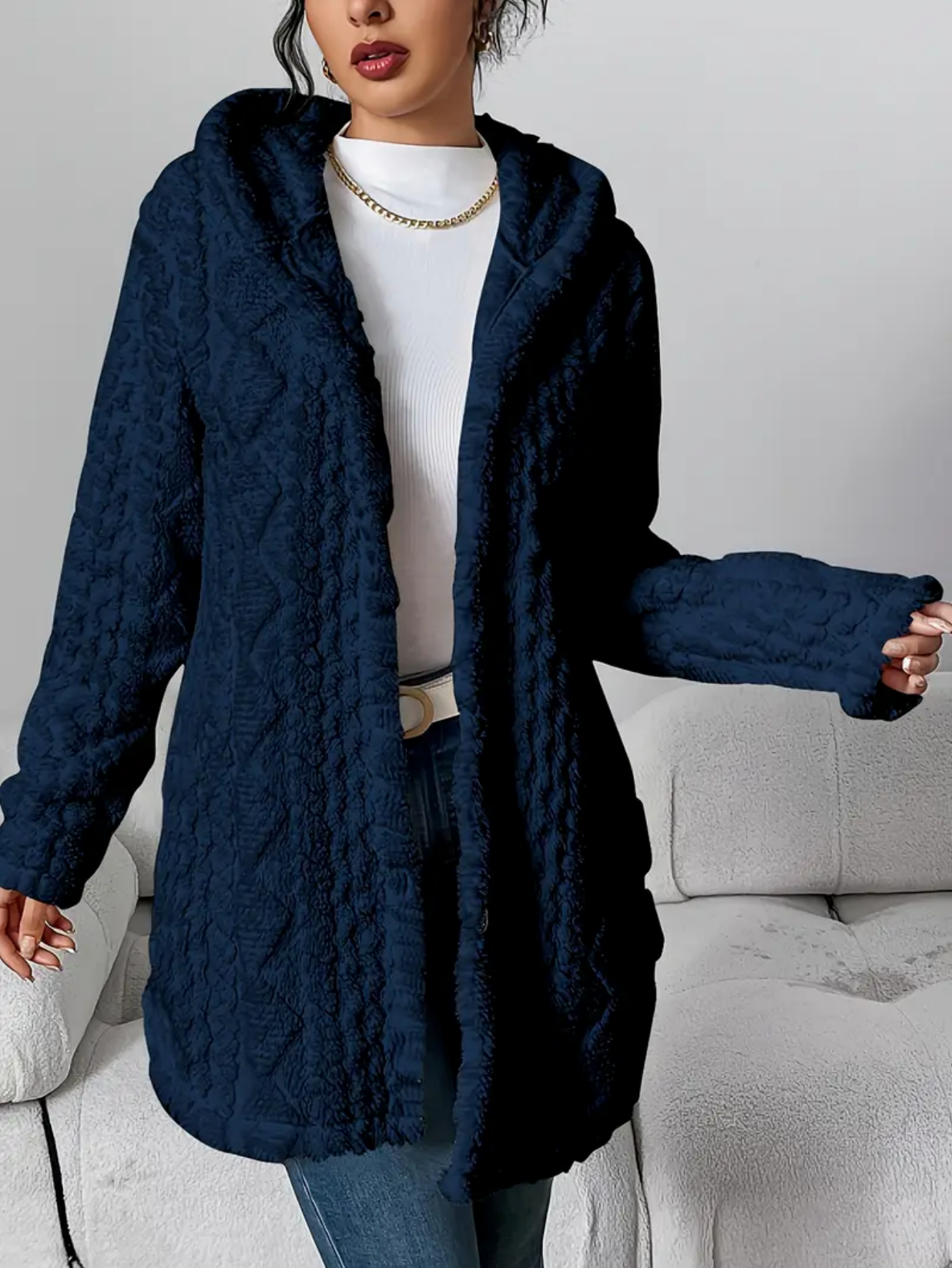 Zacht Oversized Dames Teddy Vest met Capuchon