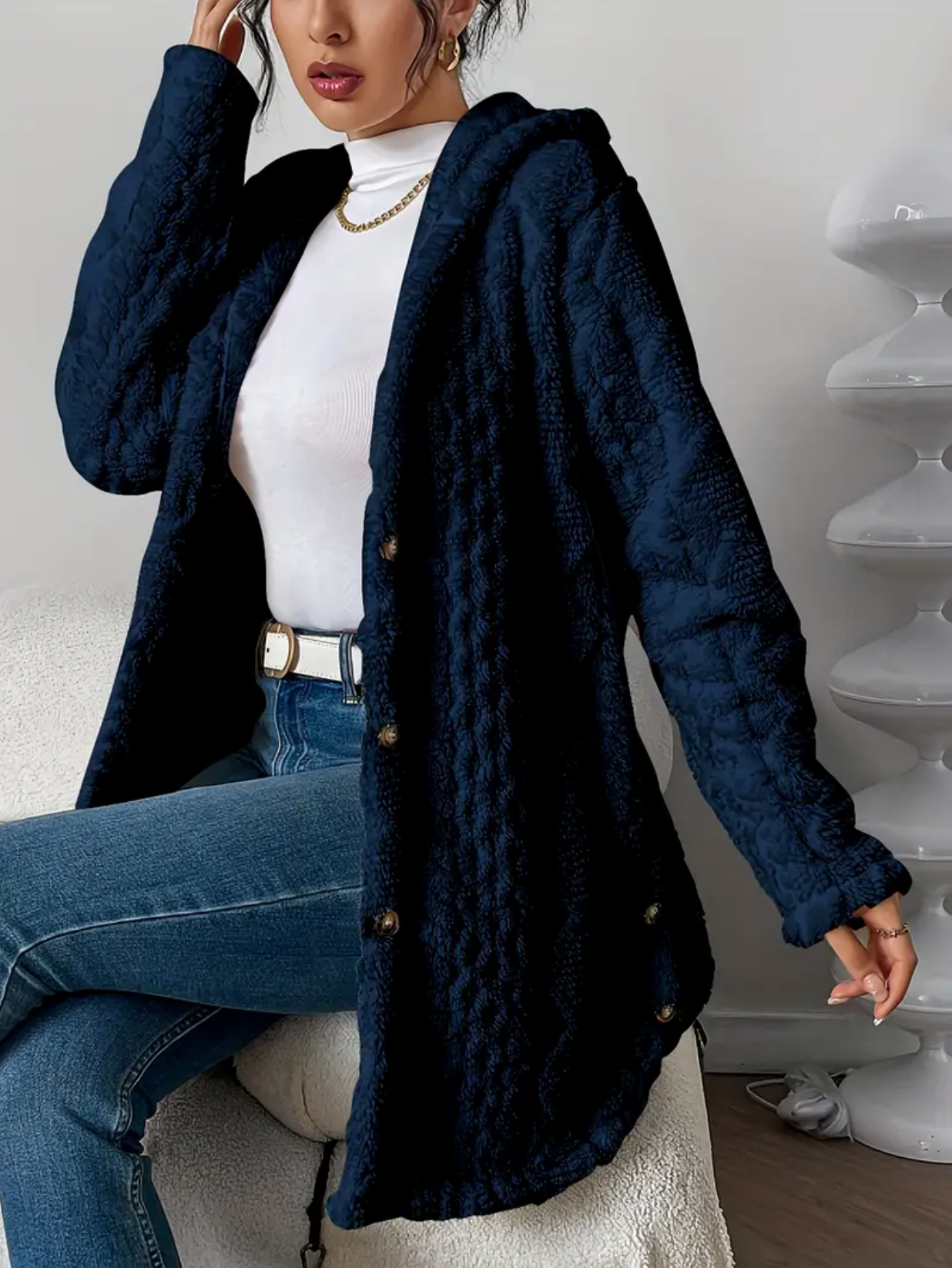 Zacht Oversized Dames Teddy Vest met Capuchon