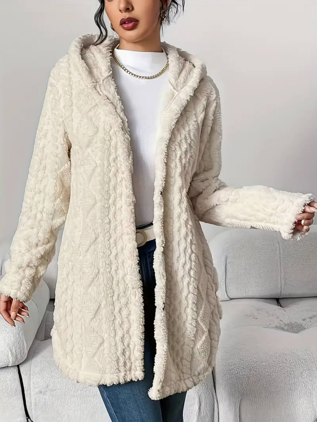 Zacht Oversized Dames Teddy Vest met Capuchon