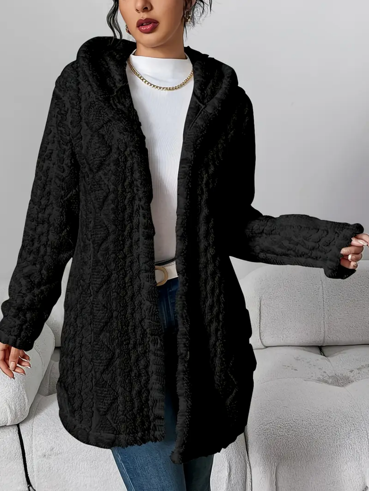 Zacht Oversized Dames Teddy Vest met Capuchon