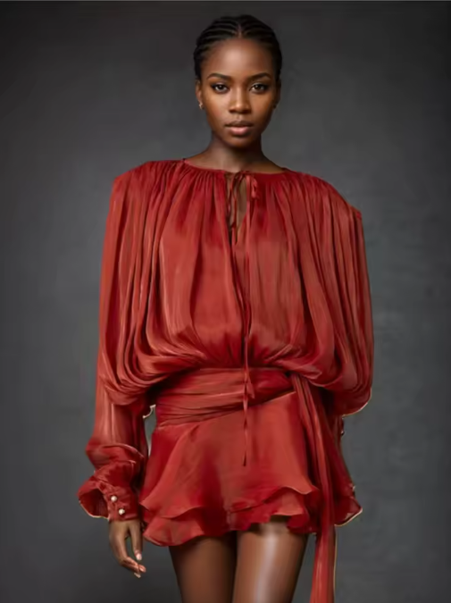 Sanvika | Shiny Pleated Mini Jurk