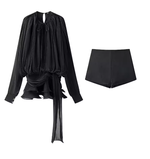Sanvika | Shiny Pleated Mini Jurk
