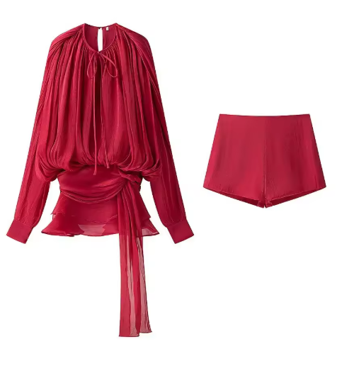 Sanvika | Shiny Pleated Mini Jurk