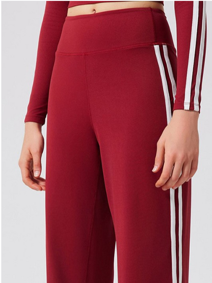 Inge | Comfortabele Rode Wijde Pijpen Broek met Hartjes