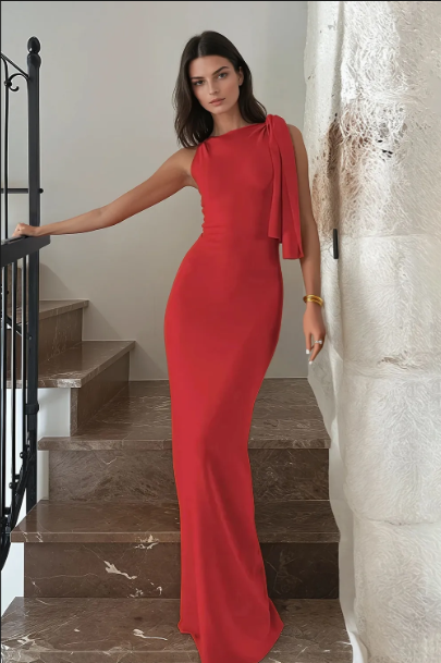 Farrah | Satijnen Avondjurk met Elegant Lente-Detail