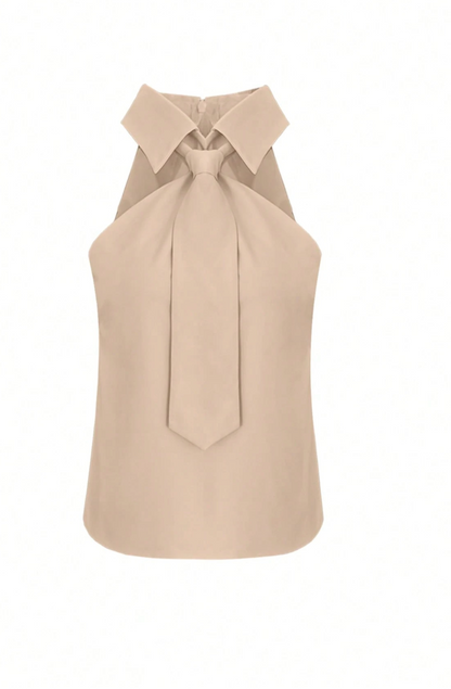 Top halter élégant pour femmes avec col et détail nœud